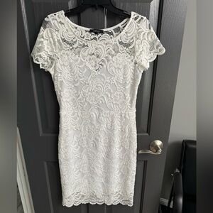 Ambiance White/Ivory large exquisite dress, detailed fun summer pencil dress